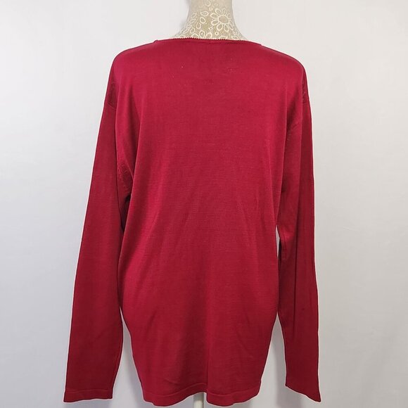 August Silk Women's Size Large Fuchsia Round Neck Silk Pullover Sweater Career - Picture 10 of 13